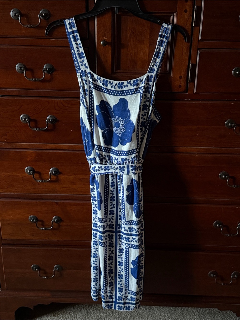 Draper James Blue Floral Sleeveless Midi Dress - Medium